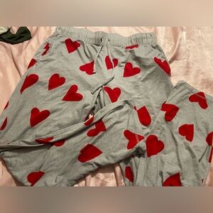 Gray PJ Pants w/ Red Hearts